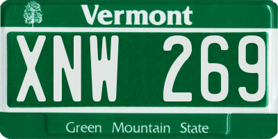VT license plate XNW269