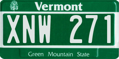 VT license plate XNW271