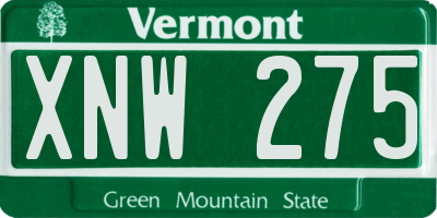 VT license plate XNW275
