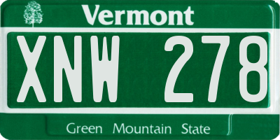 VT license plate XNW278