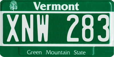 VT license plate XNW283