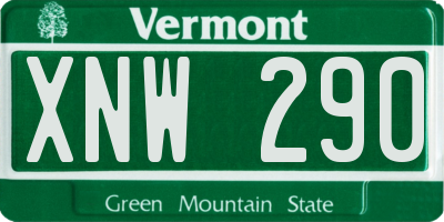 VT license plate XNW290