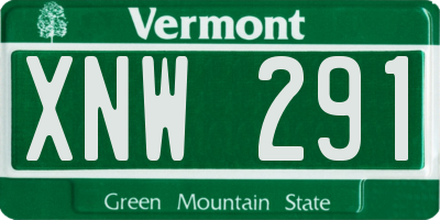 VT license plate XNW291