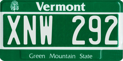 VT license plate XNW292
