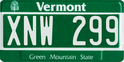 VT license plate XNW299