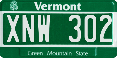 VT license plate XNW302