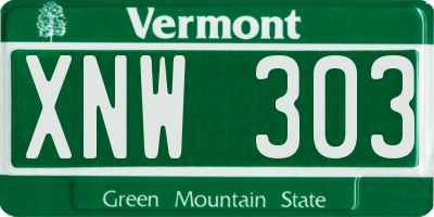 VT license plate XNW303