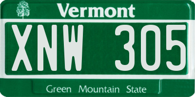 VT license plate XNW305