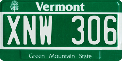 VT license plate XNW306