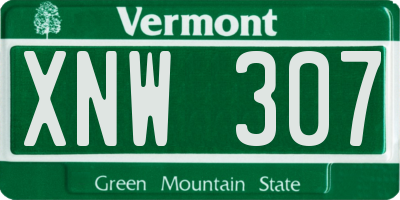 VT license plate XNW307