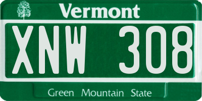 VT license plate XNW308