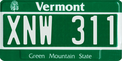 VT license plate XNW311