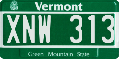 VT license plate XNW313