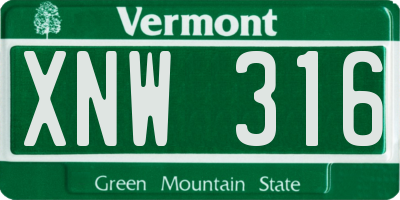 VT license plate XNW316