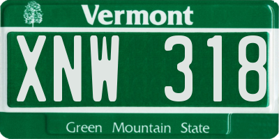 VT license plate XNW318