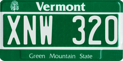 VT license plate XNW320