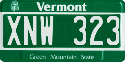 VT license plate XNW323