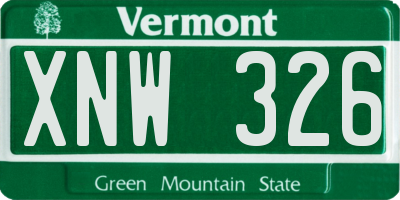 VT license plate XNW326