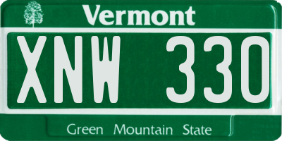 VT license plate XNW330