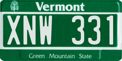 VT license plate XNW331