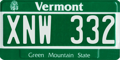 VT license plate XNW332