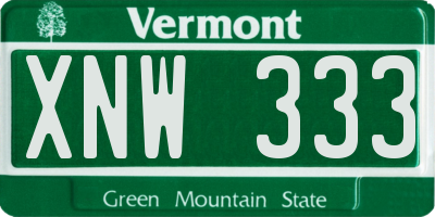 VT license plate XNW333