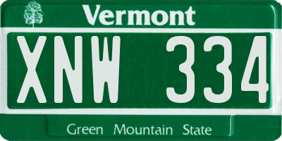 VT license plate XNW334