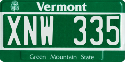 VT license plate XNW335
