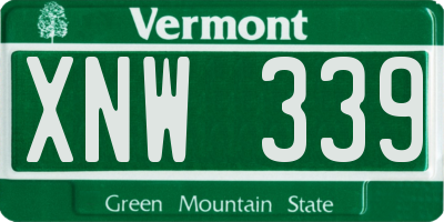 VT license plate XNW339
