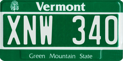 VT license plate XNW340