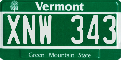 VT license plate XNW343