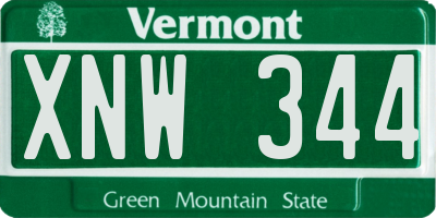 VT license plate XNW344