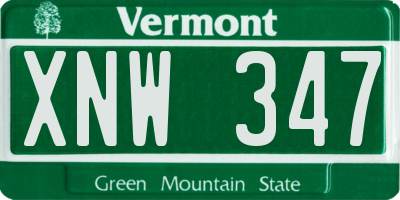 VT license plate XNW347