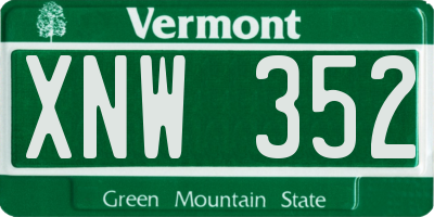 VT license plate XNW352