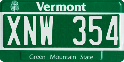 VT license plate XNW354