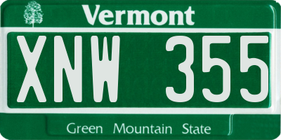 VT license plate XNW355