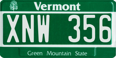 VT license plate XNW356
