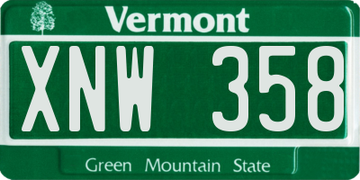 VT license plate XNW358