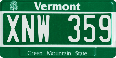 VT license plate XNW359