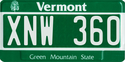 VT license plate XNW360