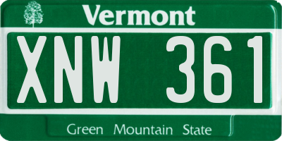 VT license plate XNW361