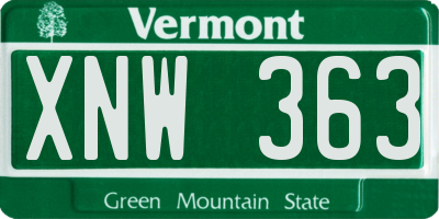 VT license plate XNW363