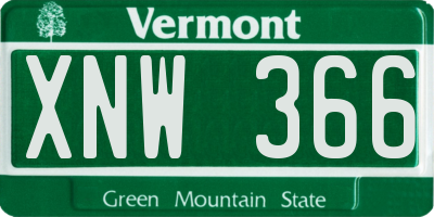 VT license plate XNW366
