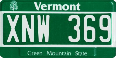 VT license plate XNW369