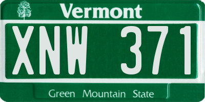 VT license plate XNW371