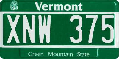 VT license plate XNW375