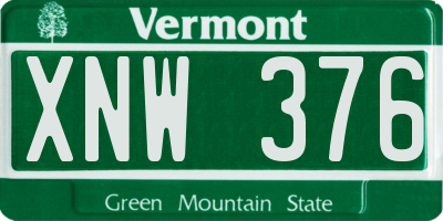 VT license plate XNW376