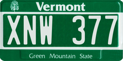 VT license plate XNW377