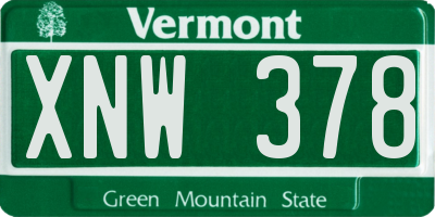 VT license plate XNW378