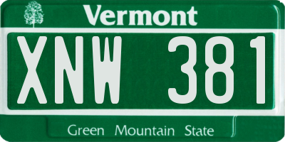 VT license plate XNW381